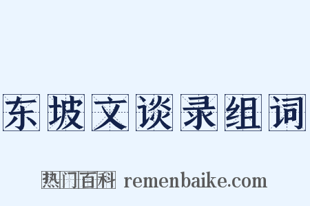 东坡文谈录组词是什么意思的图片